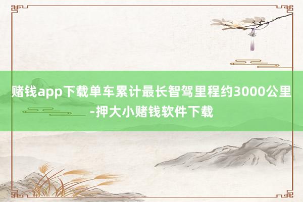 赌钱app下载单车累计最长智驾里程约3000公里-押大小赌钱软件下载