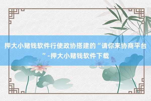 押大小赌钱软件行使政协搭建的“请你来协商平台”-押大小赌钱软件下载