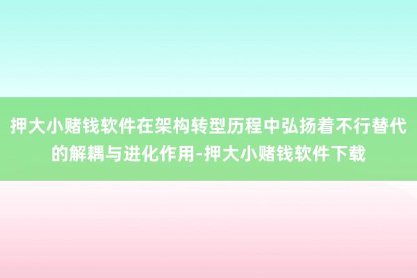 押大小赌钱软件在架构转型历程中弘扬着不行替代的解耦与进化作用-押大小赌钱软件下载
