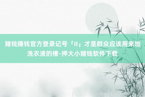 赌钱赚钱官方登录记号「II」才是群众应该用来加洗衣液的槽-押大小赌钱软件下载