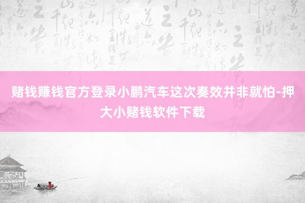 赌钱赚钱官方登录小鹏汽车这次奏效并非就怕-押大小赌钱软件下载
