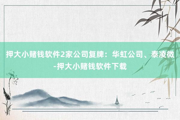 押大小赌钱软件2家公司复牌：华虹公司、泰凌微-押大小赌钱软件下载