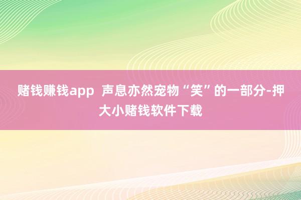 赌钱赚钱app  声息亦然宠物“笑”的一部分-押大小赌钱软件下载