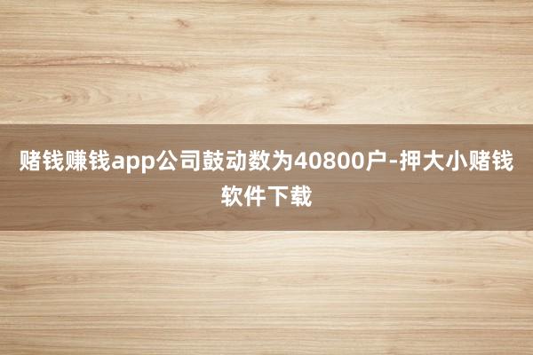 赌钱赚钱app公司鼓动数为40800户-押大小赌钱软件下载