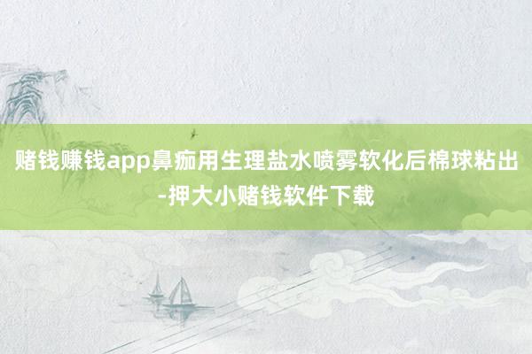 赌钱赚钱app鼻痂用生理盐水喷雾软化后棉球粘出-押大小赌钱软件下载