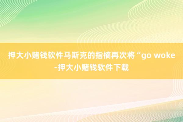 押大小赌钱软件马斯克的指摘再次将“go woke-押大小赌钱软件下载