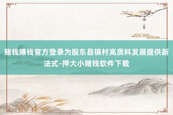 赌钱赚钱官方登录为股东县镇村高质料发展提供新法式-押大小赌钱软件下载