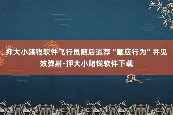 押大小赌钱软件飞行员随后遴荐“顺应行为”并见效弹射-押大小赌钱软件下载